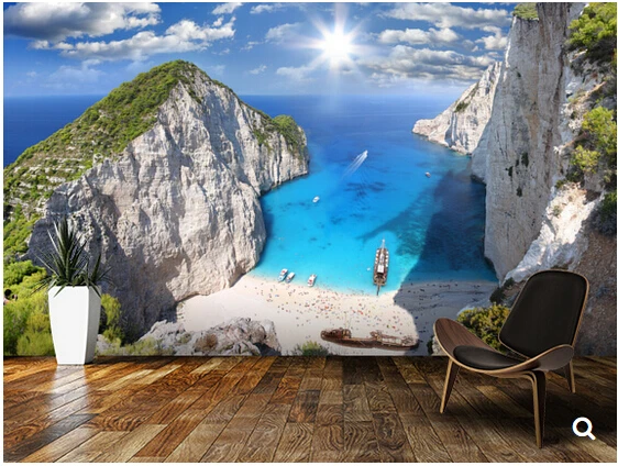 

Custom landscape wallpaper,Navagio Beach, Zakynthos,3D photo mural for living room bedroom kitchen wall waterproof PVC wallpaper