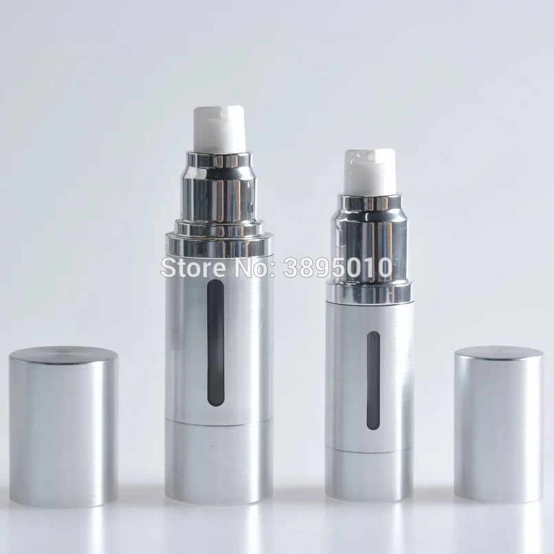 

300PCS 15/30/50ML Luxury Silver Empty Airless Pump bottles Mini Portable Vacuum Cosmetic Lotion Treatment Travel bottle