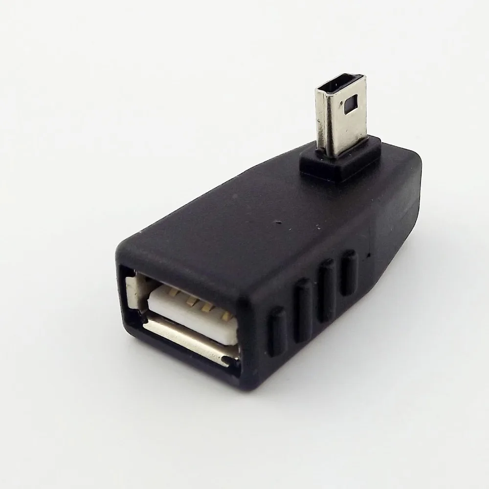 10Pcs Left Angled Mini USB 5-Pin B Male To USB 2.0 Type A Female OTG Host Adapter