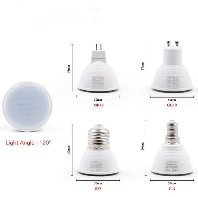 

E27 E14 MR16 GU5.3 GU10 Lampada LED Bulb 6W 220V Bombillas LED Lamp Spotlight Lampara Spot Light led bulb lights for home