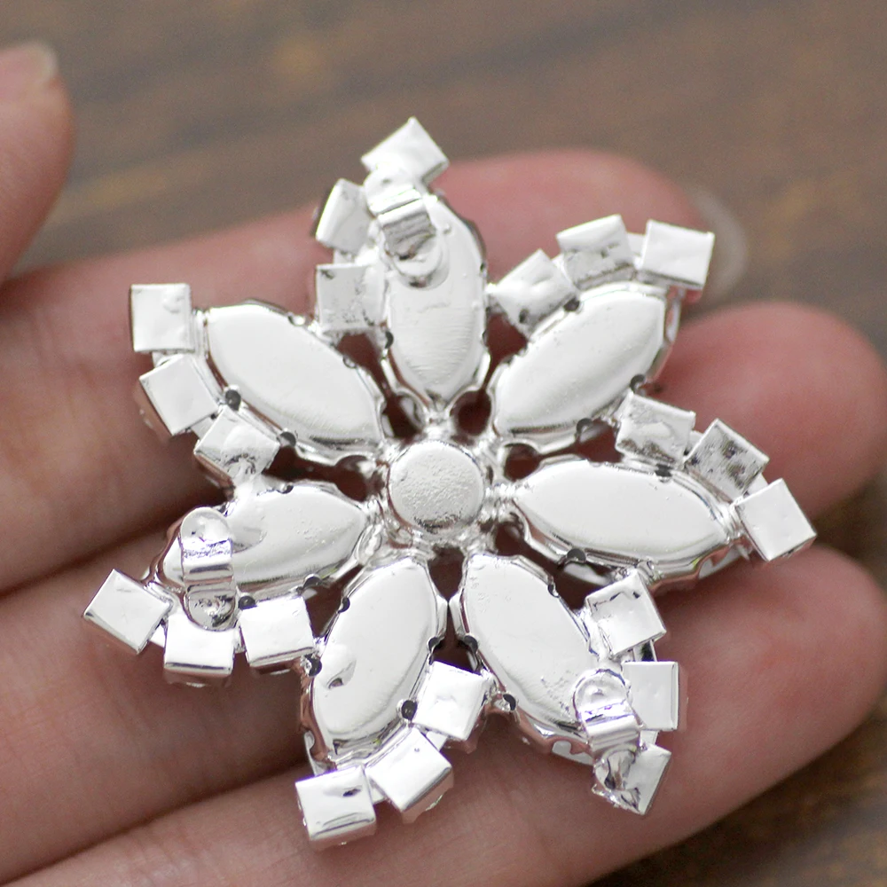 4.5cm flower Shape Rhinestone applique Crystal strass AB color sew on rhinestone with flatback silver base dress decoration