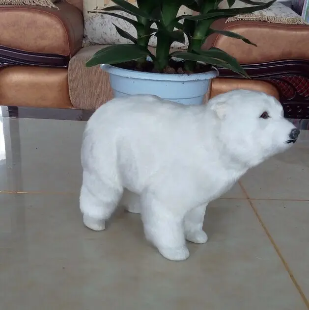 small simulation polar bear toy handicraft resin&fur white polar bear doll gift about 20x14cm 1010