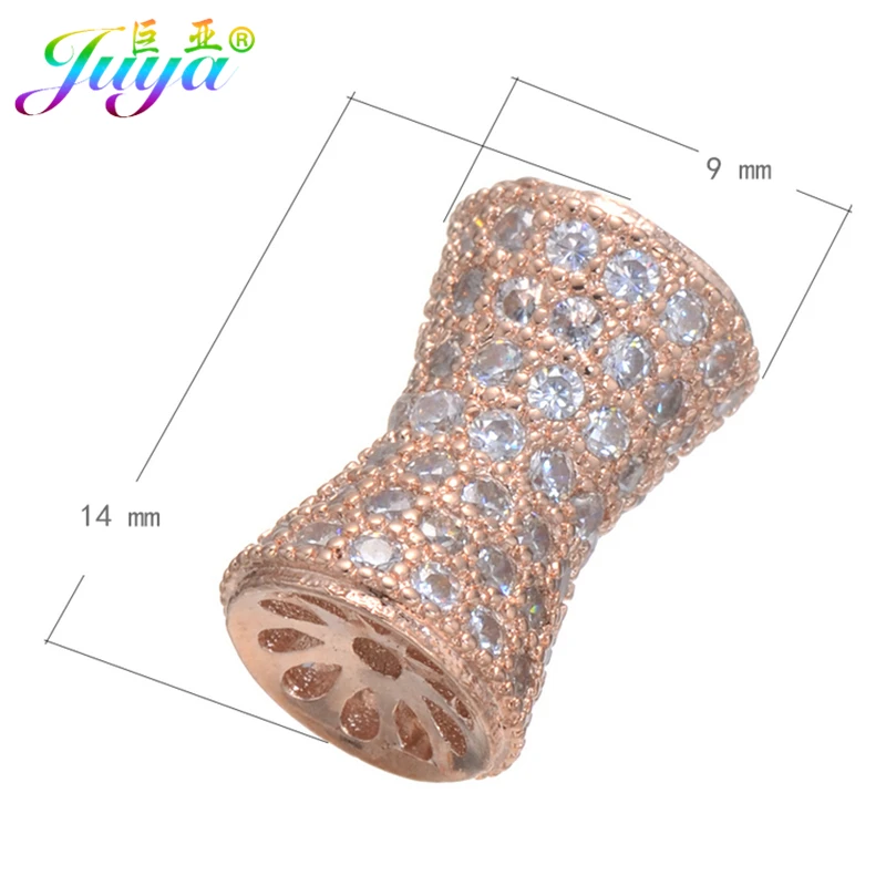 Ali Moda Rose Gold Micro Pave Exquisite Clear Cubic Zirconia Charm Hollow Beads Finding For Women Men Beads Bracelets DIY Making