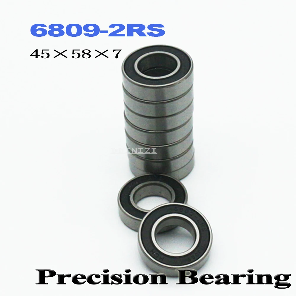 

6809-2RS Bearing ABEC-1 45x58x7 mm Metric Thin Section 6809 2RS Ball Bearings 6809RS 61809RS (4PCS)