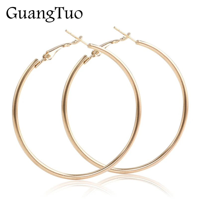 EK2088 Punk Big Size Hoop Earrings Brincos Trendy Party Exaggerated Gold Silver Color Round Circle Earrings for Women Jewelry