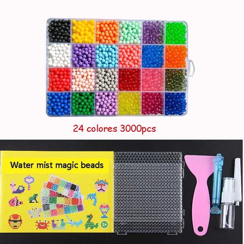 Puzzle de perles en cristal pour enfants, 24 couleurs, ensemble de recharge, bricolage, jet d'eau, jeux de balle 3D, jouets de réservation faits à la main