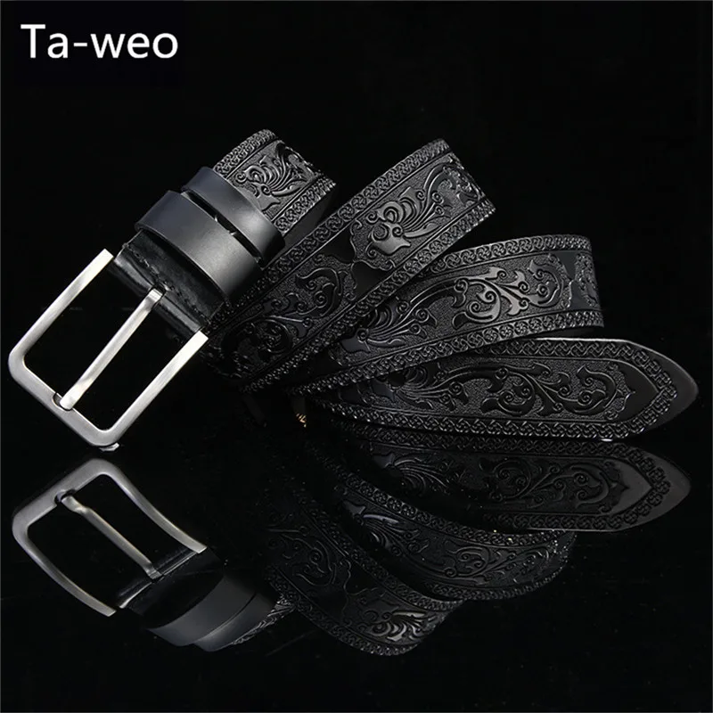 2018 New Arrival Fashion Men's Leather Belts, Antique Embossed Strap, Business Pin Buckle Designer Belts Men High Quality