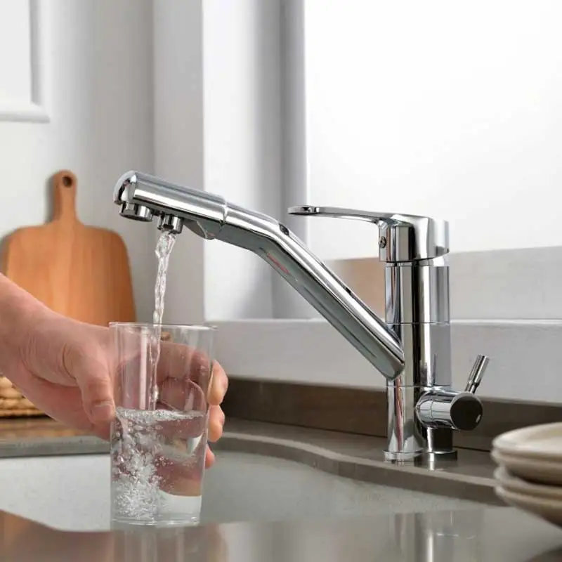 Kitchen Faucet Filter Water Taps Dual Handle Hot and Cold Drinking Water 3 Way Filter Kitchen Mixer Tap