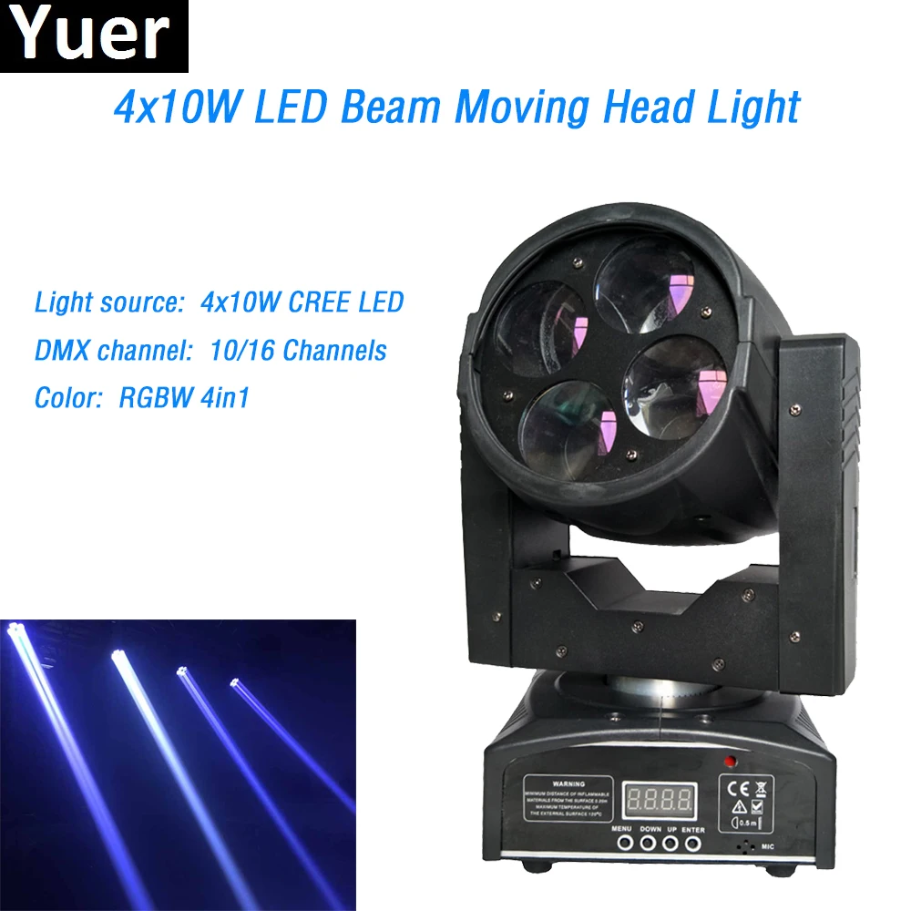 4x10W Mini led Moving Head Light Multicolors 10/16 DMX channels Beam Moving led lamp dj disco party wedding Shows Stage light