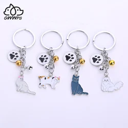 Cat Chain Key Ring Women Gift Girl Bag Charm Keychain Pendant DIY Car Keyring Animal Key Chain Lobster Clasp Tag Key