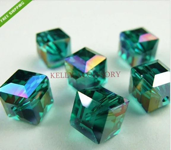 

10MM 100pcs/lot Green AB Cube Crystal Beads Favor Craft Bracelet DIY Beads For Jewelry Making Loose Square Glass Beads