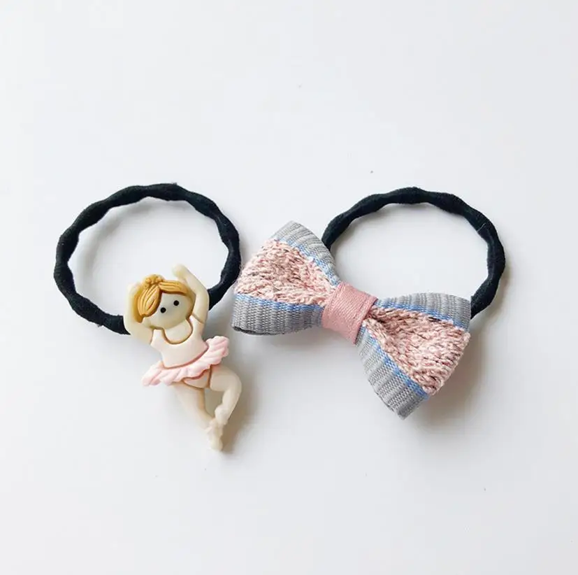 4Pcs/se Kids cartoon animal flower hair bow elastic hair band  girls rubber band toddlers Chiffon ties ring hair accessories Q47