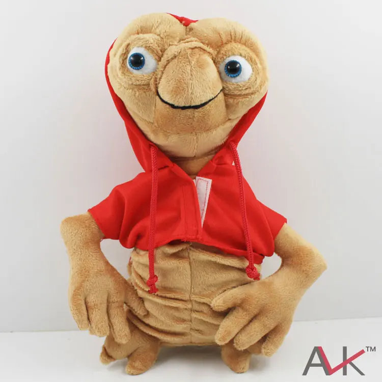 ET Extra Terrestrial Alien Soft Stuffed Plush Doll with Hoodie Anime Cartoon Collection Toy Red Grey Approx 28cm/11