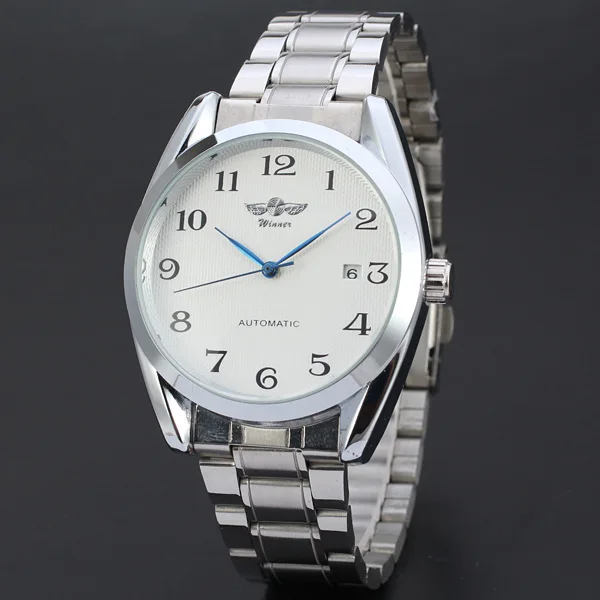 WINNER Classic Waterproof WATCHES Men Auto Date Mechanical Self-wind Watch Casual Masculino Round Stainless Steel Watch