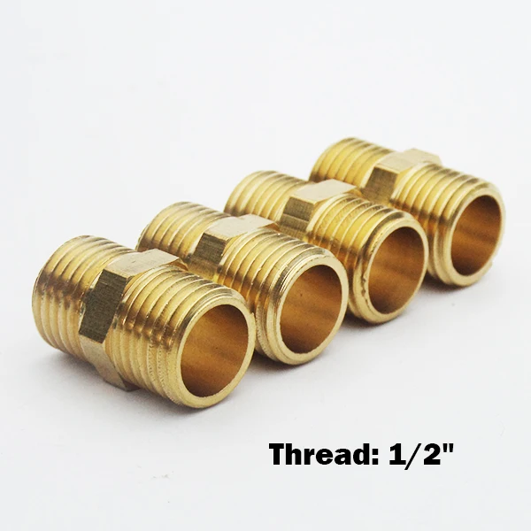 

10pcs 1/2"-1/2" Reducing coupler thread pipe joint copper stainless steel tube connector brass connectors