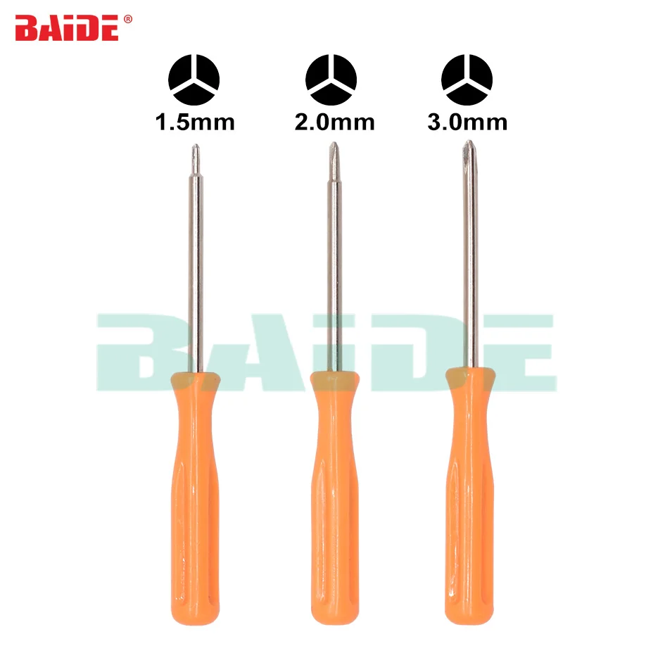 Orange 1.5Y 1.5 2.0 3.0 mm Y Tri Wing Y1 Screwdriver Tri-point for Wii DS Lite DS Repair Opening Tool for Laptop Battery 1000pcs