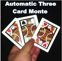 Automatic Three Card Monte (Poker Size,8.8x6.4cm),Magic Trick,Stage,Mentalism,Close Up,Illusions,Party Trick,Comedy,Accessories