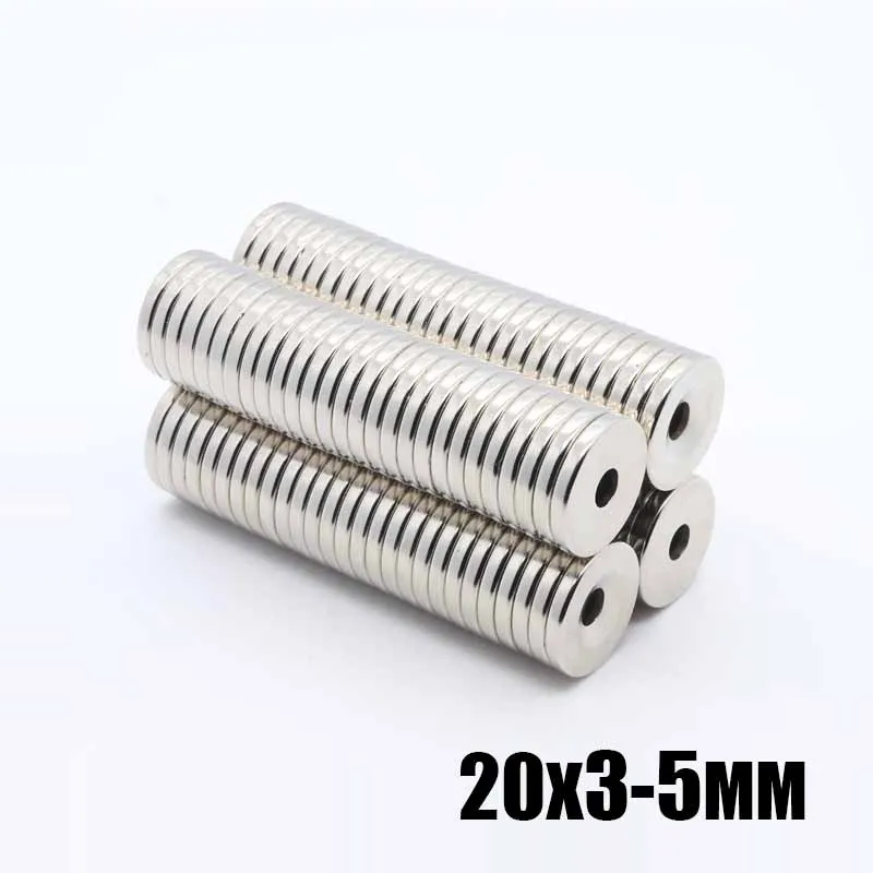 50pcs 20mm x 3mm Hole 5mm Strong Ring Round Magnets 20*3-5 mm 20x3-5mm Rare Earth Neodymium 5 mm screw hole