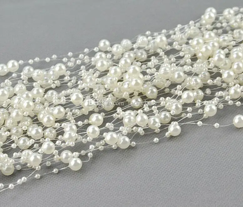 

75 M/Roll 8+3mm White Pearl Chain String Bead Strand DIY Craft Garland For Wedding Bridal Bouquet Headdress Decorations supplies