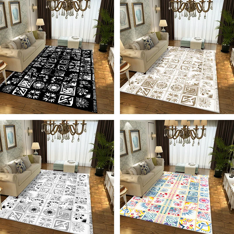 

Modern luxury carpets Living room bedroom coffee table big carpet Creative geometric pattern Rugs Household print Rug Can Custom