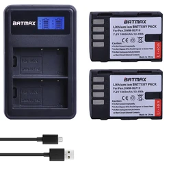 2Pcs 1860MaH DMW-BLF19 DMW BLF19 BLF19E DMW-BLF19e DMW-BLF19PP Battery+ LCD Dual USB Charger for Panasonic Lumix GH3 GH4 GH5 G9
