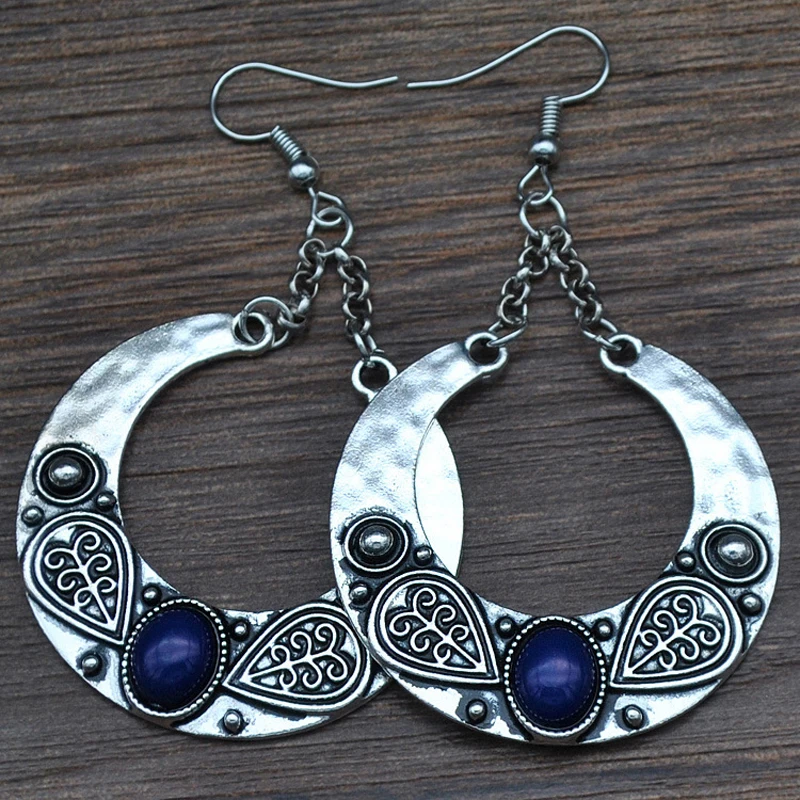 Fashion Boho Big Drop Earrings For Women Jewelry Brinco Carved Vintage Tibetan Silver Bohemian Long Earrings boucle d’oreille