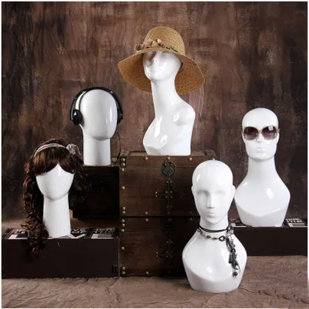 Free Shipping!! Fashion Different Style Gloss White Fiberglass Head Mannequin Head Model Hot Sale