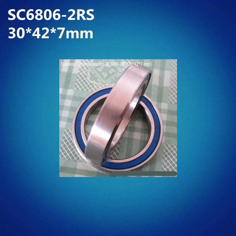 1PCS ABEC-5 S6806-2RS (30x42x7mm) Hybrid Ceramic Stainless Steel Ball Bearing SC6806 2RS S6806RS for Bicycle Part