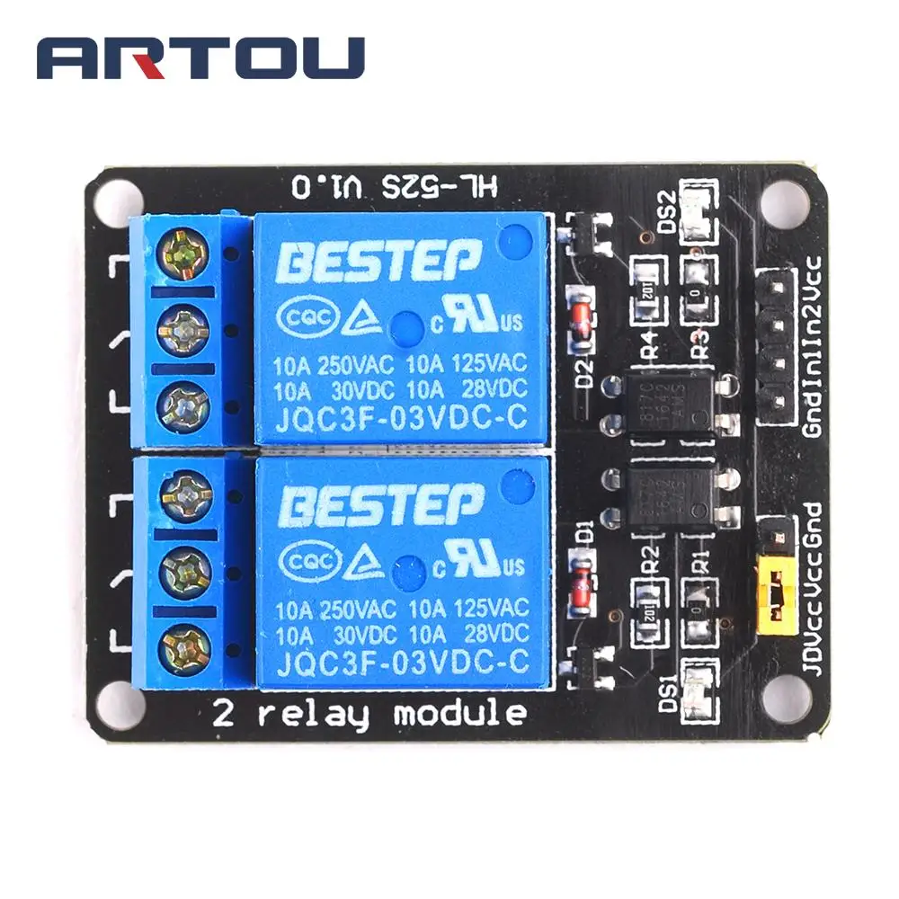 3.3V 3V 2 Channel Relay Module with Optocoupler Relay Output 2 way Relay Module for Arduino