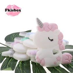 Animale 5 pz Silicone carino unicorno massaggiagengive masticabile BPA libero bambino dentizione gioielli ciondolo fai da te infantile ciuccio catena doccia regali