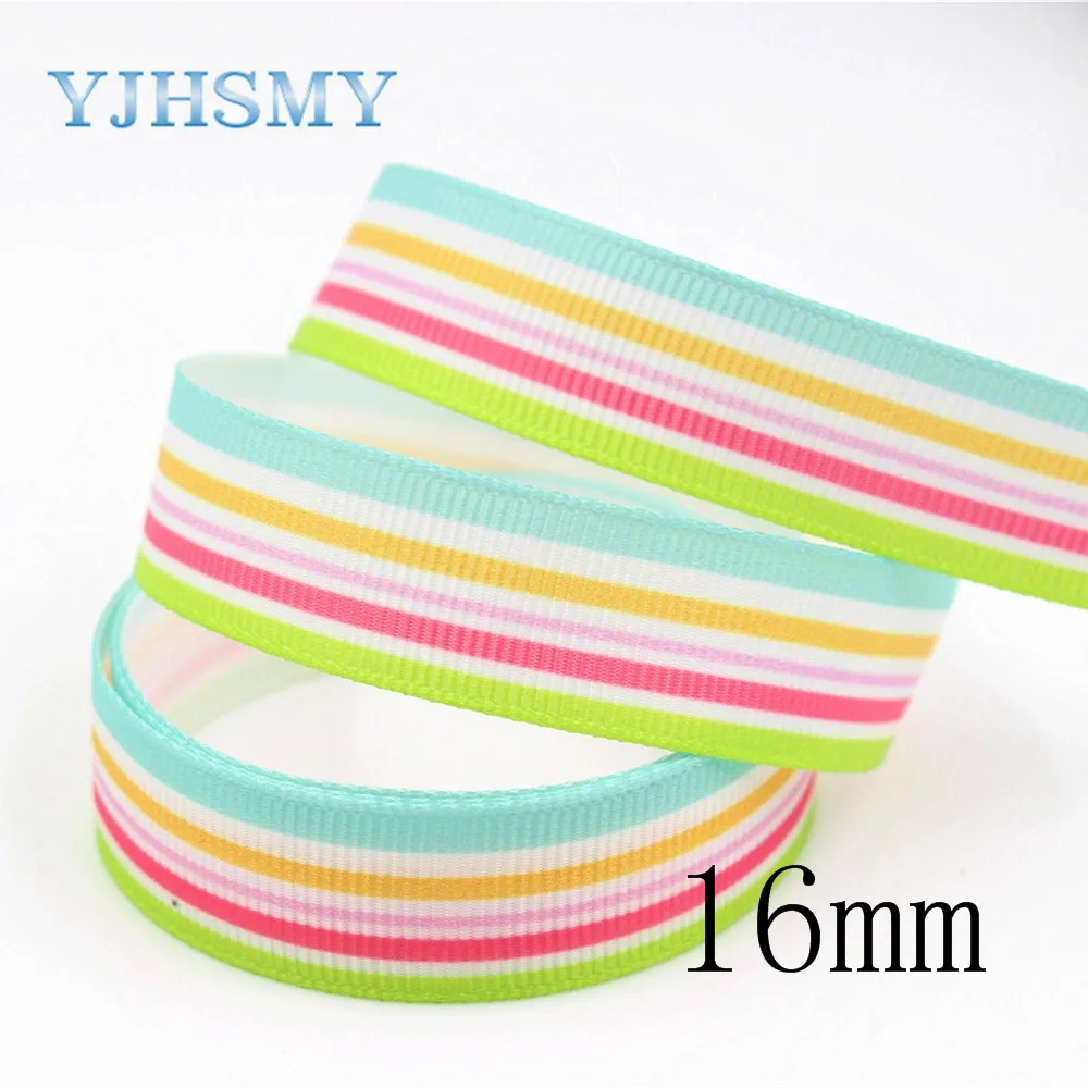 YJHSMY G-18522-235 10 yards 16 mm Colorful streak ribbons thermal transfer lattice wedding accessories DIY handmade materials