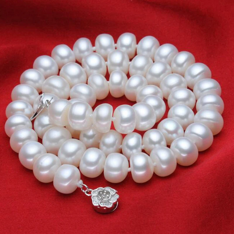 Sinya Freshwater Pearls Strands Choker 925 Sterling Silver Clasp Necklace 45cm 40cm Optional for Women Girls