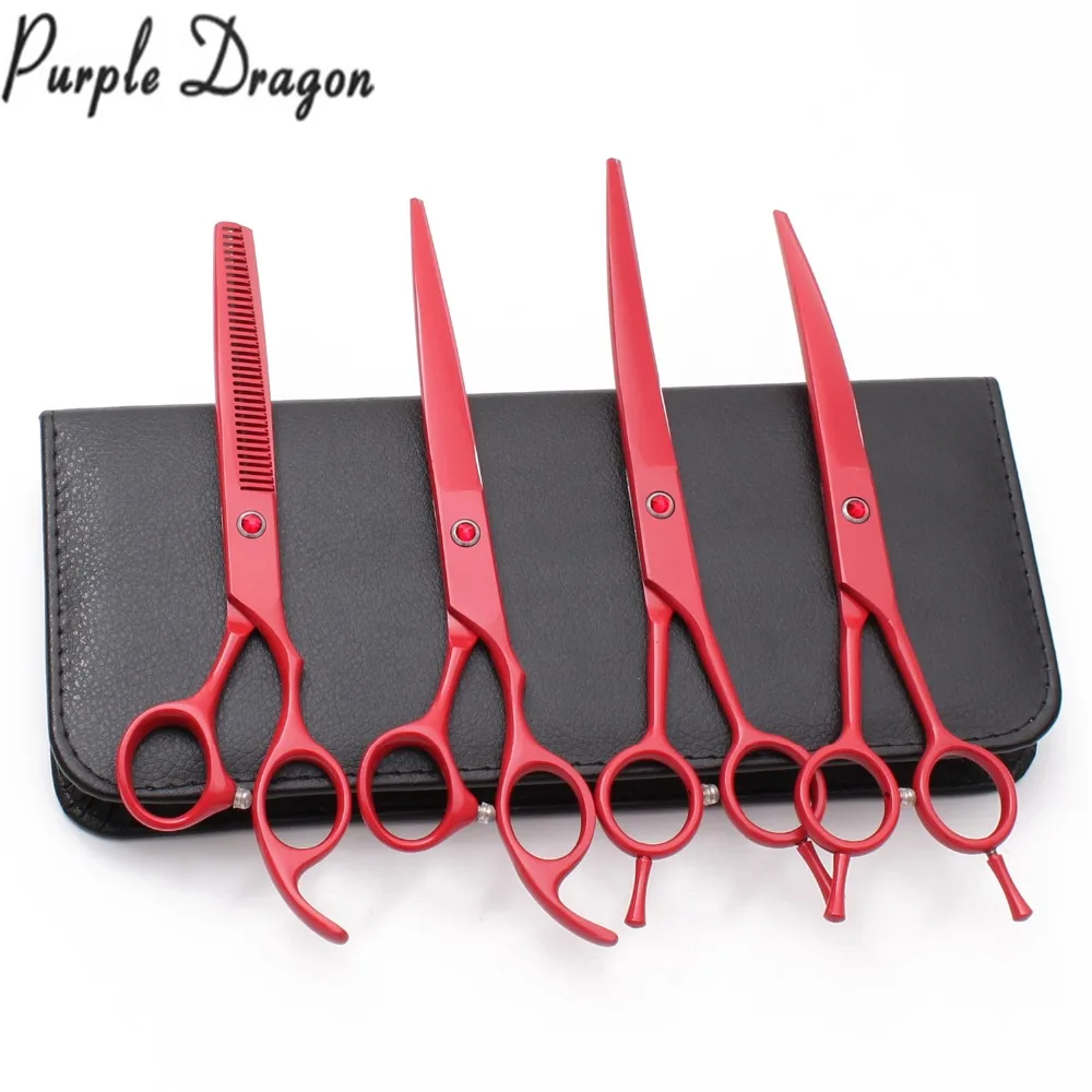 Animal Shears 7INCH Z3102 4Pcs Purple Dragon Hairdresser for dog Thinning Shears Cutting Scissors Thinning Shears Pets Scissors