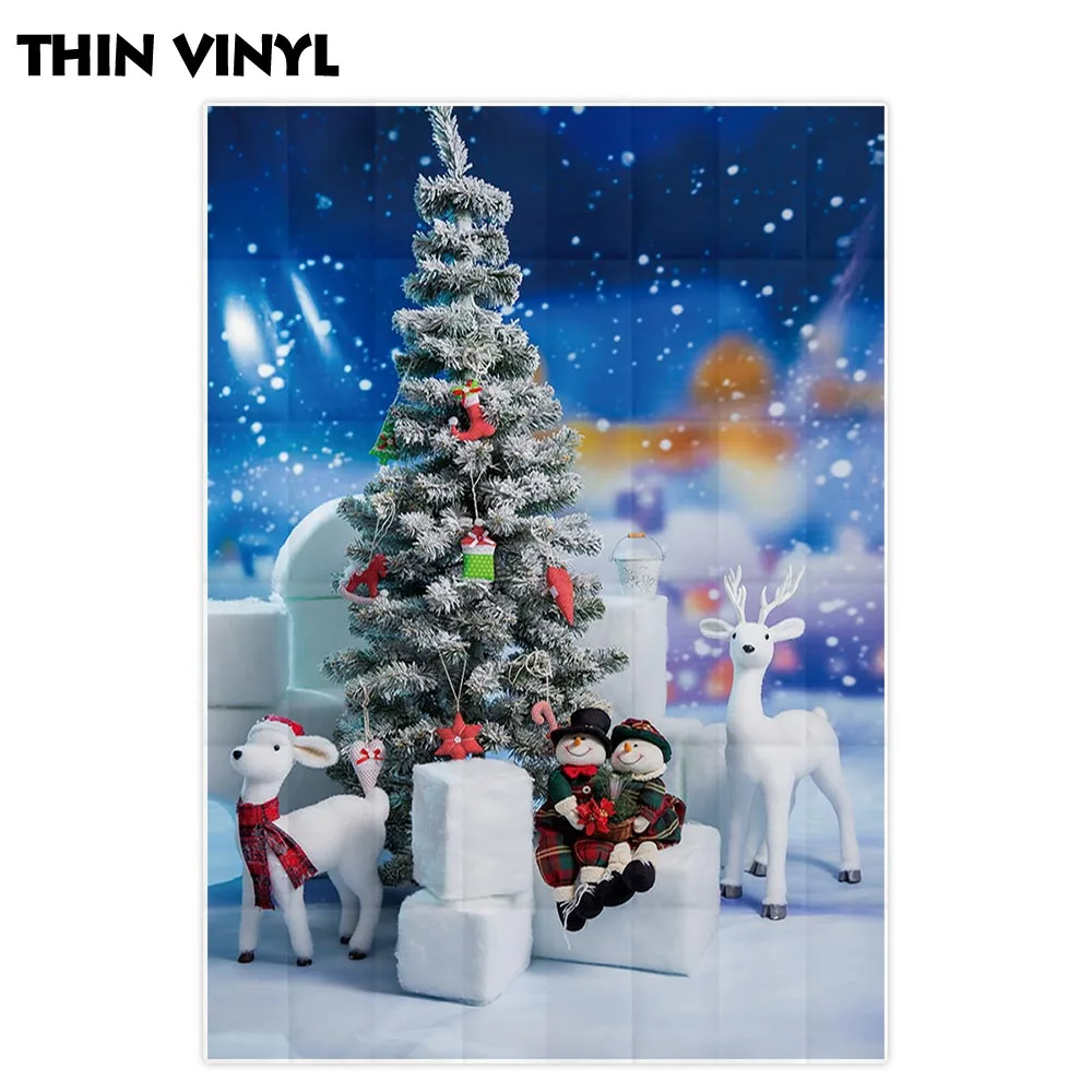 Allenjoy-Fondo de fotografía para estudio fotográfico, decoración de árbol de Navidad, Reno, muñeco de nieve, utilería para sesión de fotos, sesión fotográfica impresa, nuevo