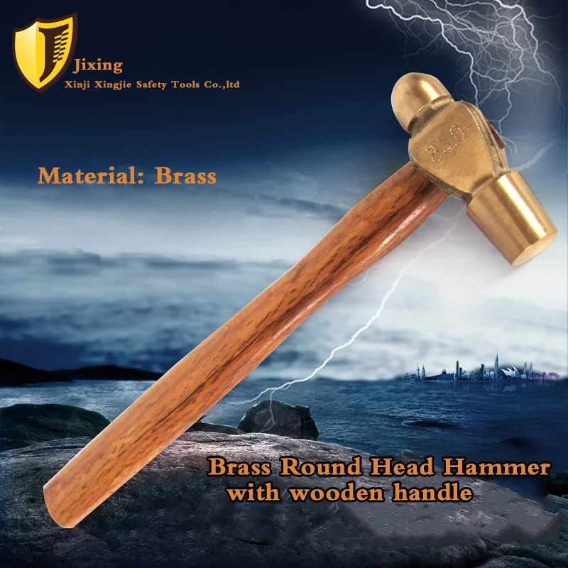 

0.91kg/2P,1.13kg/2.5P,1.36kg/3P,Brass Round Head Hammer with wooden handle