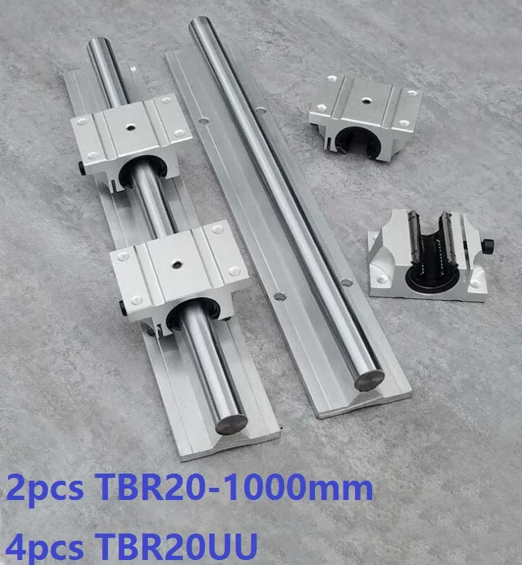 

2pcs TBR20 -L 1000mm linear rail guide support + 4pcs TBR20UU blocks linear bearing blocks CNC router parts linear guide