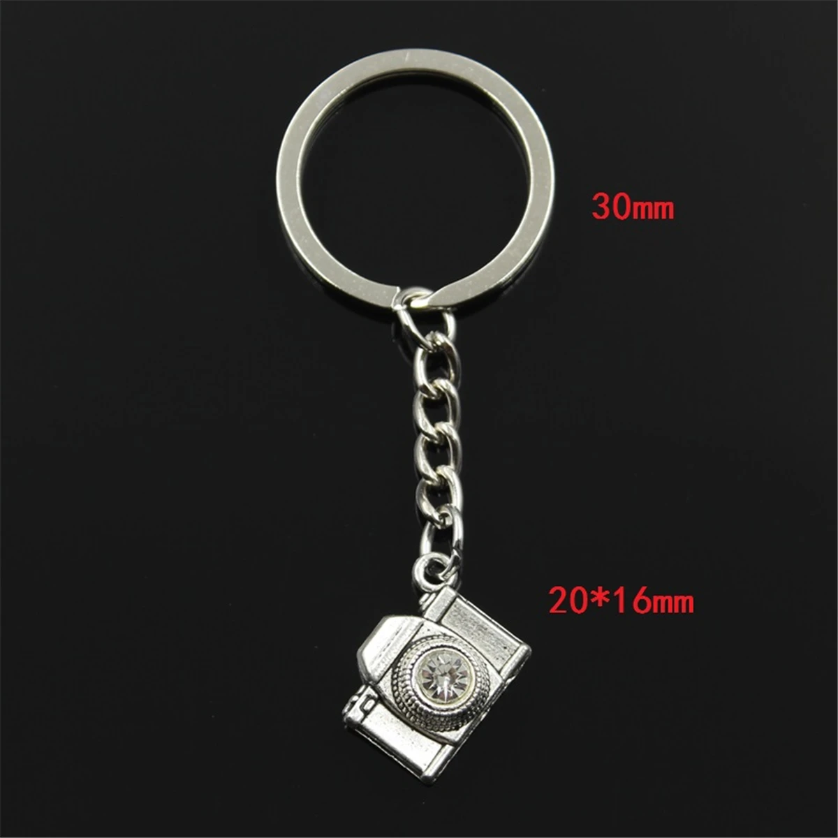 New Fashion Men 30mm Keychain DIY Metal Holder Chain Vintage Camera 20x16mm Silver Color Pendant Gift