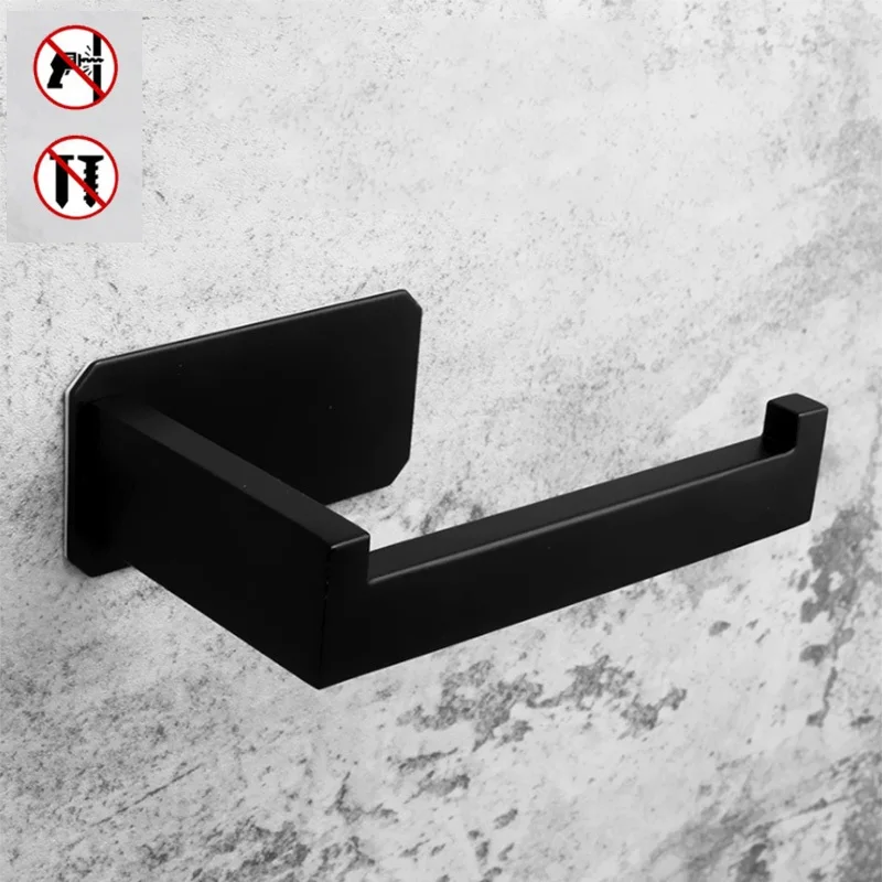 

Punch Free Wall Mount Square Toilet Paper Holder 304 Stainless Steel Bathroom Kitchen Roll Paper Rack Tissue Towel Accessories