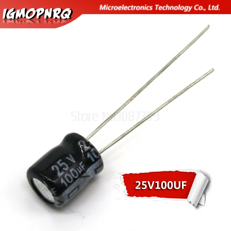 50PCS 25V100UF 6*7mm 100UF 25V 6x7mm Aluminum Electrolytic Capacitors DIP