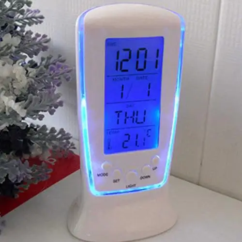 Digital Calendar Temperature  LED Digital Alarm Clock with Blue Back light Electronic Calendar Thermometer  Led Clock With Time