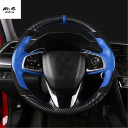 1Lot Hand Sewing Carbon Fiber Leather Steering Wheel Decoration Cover for 2016-2018 HONDA CIVIC 10 th MK10