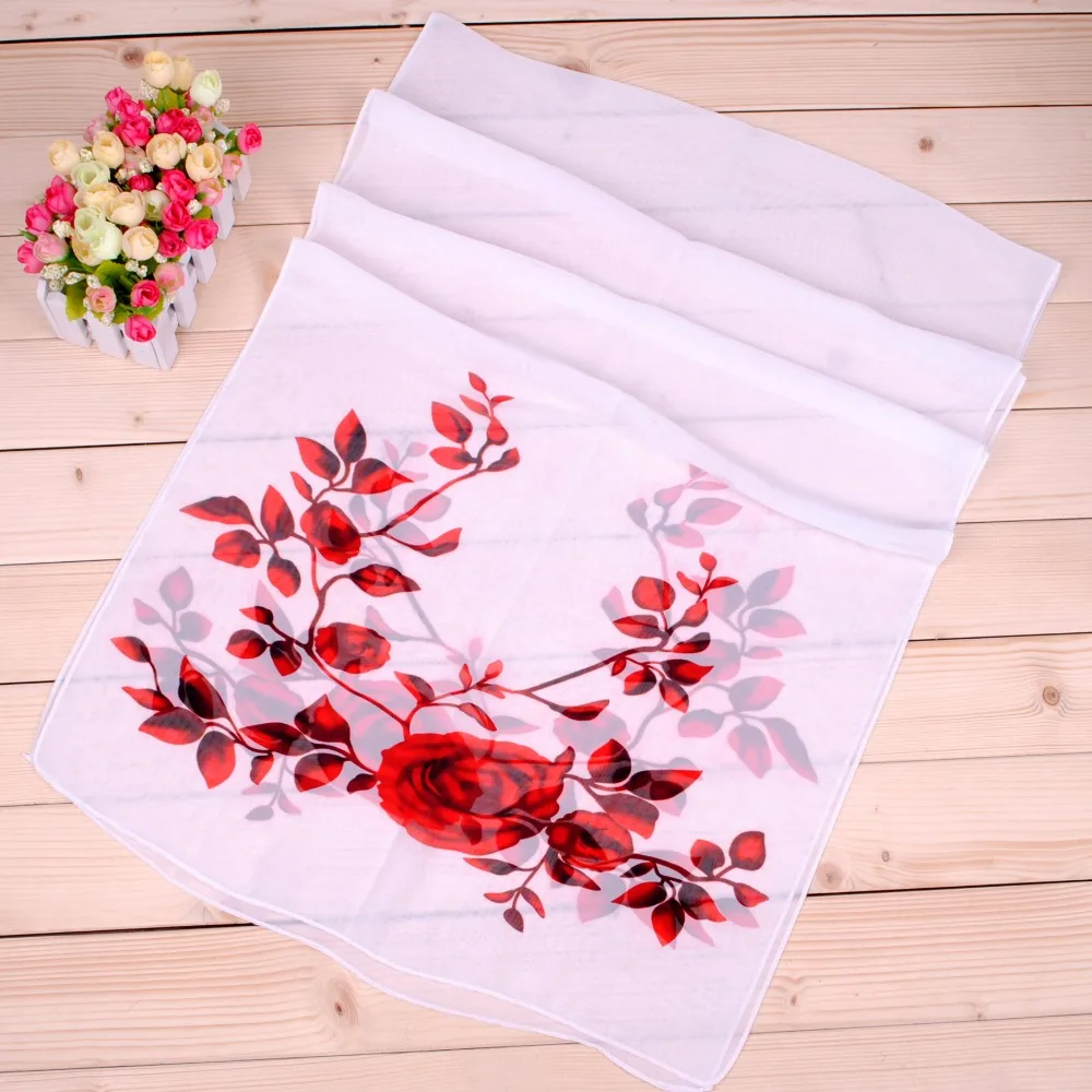 2018 New Women Chiffon Silk Scarfs Fashion Spring Square polyester Scarves Print flowers Shawl Summer Shawls And Hijabs