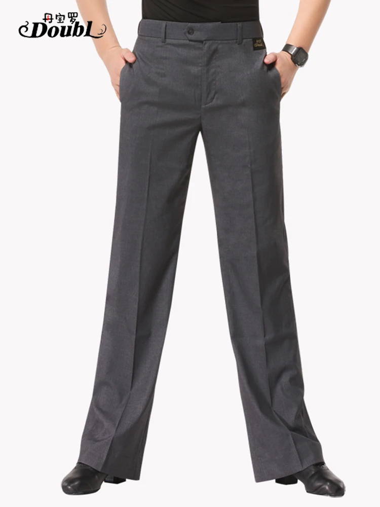 Man Grey Latin Dance Pants Male Professional Ballroom Performance Wear Square Modern Practice Wide Leg Straight Trousers H688