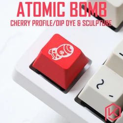 Novelty cherry profile dip dye and sculpture pbt keycap for mechanical keyboards Dye Sub legends atomic red white