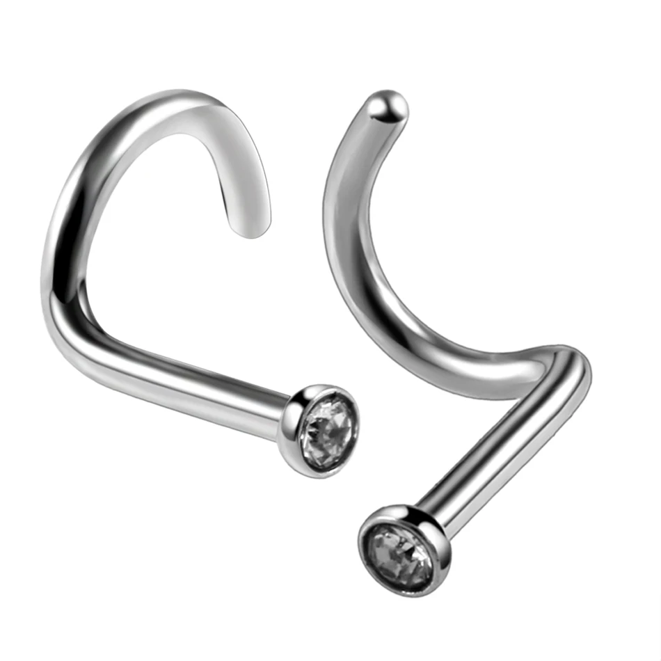 Anillo de acero inoxidable para la nariz, Piercing para Ombligo, Perno de cristal, joyería para el cuerpo, 18G, 20G, 100 unidades, venta al por mayor