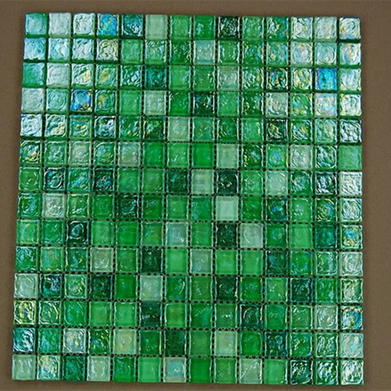 

Iridescent Green Crystal Glass Mosaic Tile, Symphony kitchen bathroom border stairs porch Wall / Floor Tile,