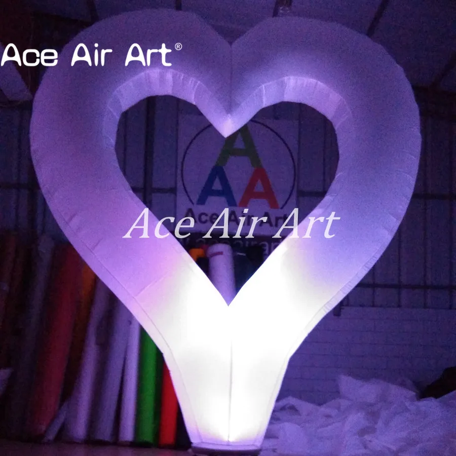 Colorful led inflatable heart with changing led lights,Romantic Inflatable Heart with base for wedding