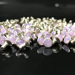 New Coming DIY 50PCS 6MM Rose Water Opal CZ+++ Hardware Rivets Pink Opal Crystal Rivets Leather Craft Punk Studs Fit DIY Making