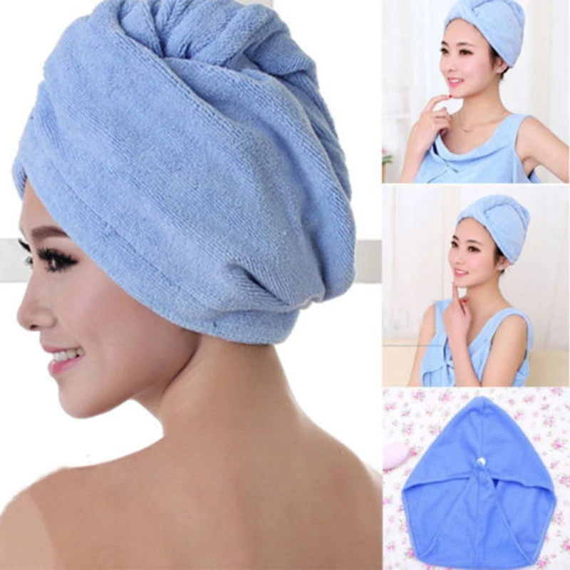 Turbante para secagem de cabelo, microfibra, chapéu toalha envoltório seco para cabelo seco