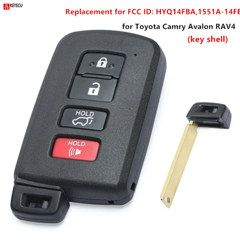 Keyecu New Smart Remote Key Shell 4 Button for Toyota Avalon RAV4 2014-2017 Replacement for FCC ID: HYQ14FBA,1551A-14FBA